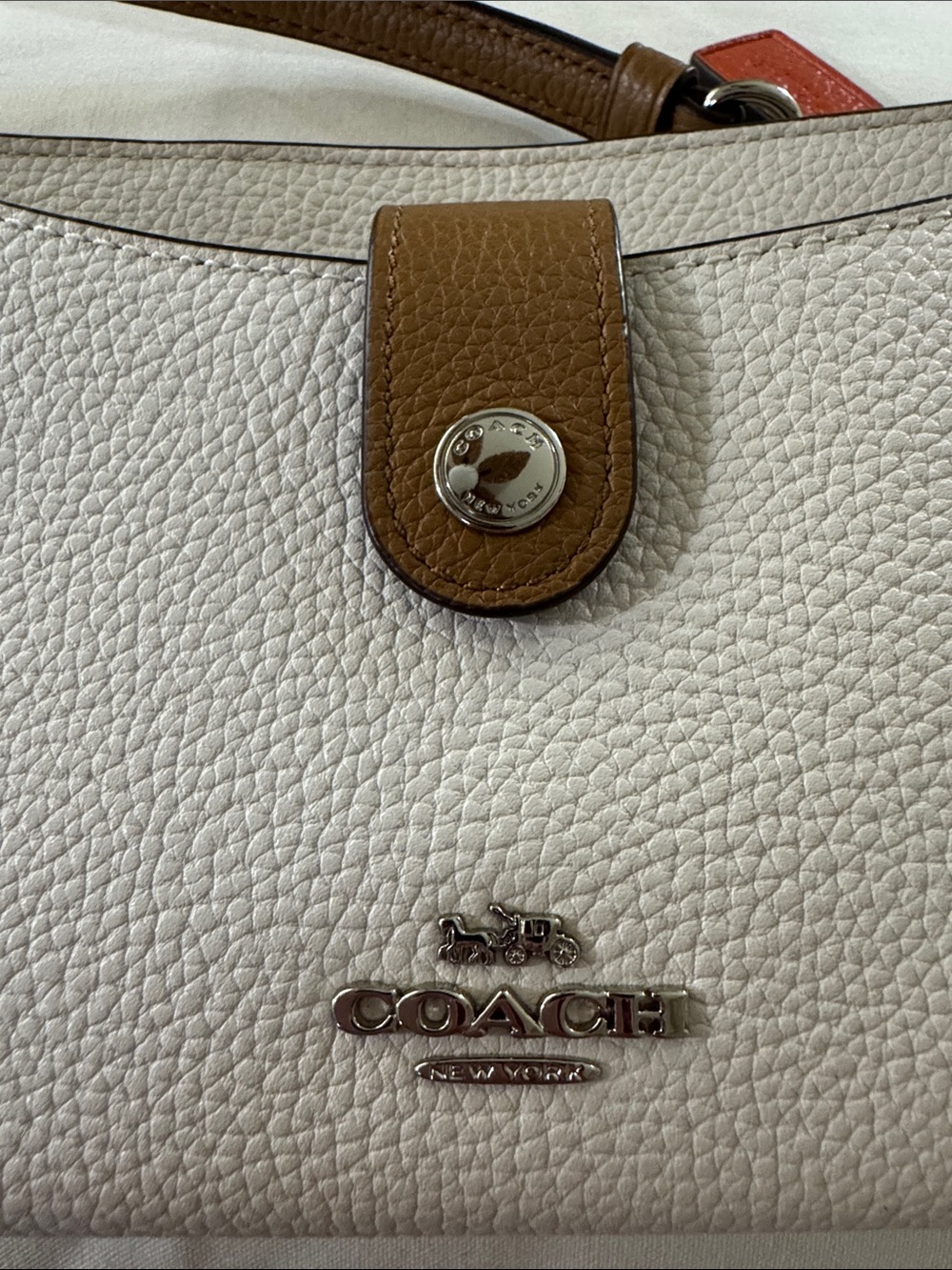 Coach NOA Pebbled Leather Crossbody Wallet - Chalk/Tan - Picture 9 of 11